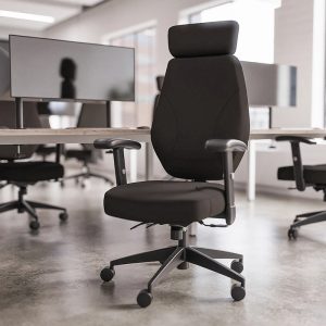 task operator chair in black fabric in office