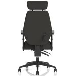 task operator chair in black fabric and black base. back view
