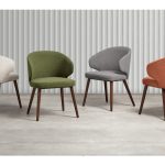 contemporary dining chairs in 4 different fabrics with wooden legs