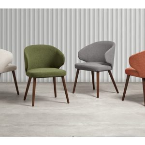 contemporary dining chairs in 4 different fabrics with wooden legs