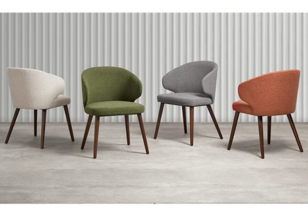contemporary dining chairs in 4 different fabrics with wooden legs