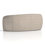 curved reception sofa in cream boucle fabric back view