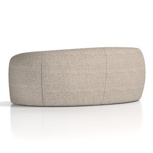 curved reception sofa in cream boucle fabric back view
