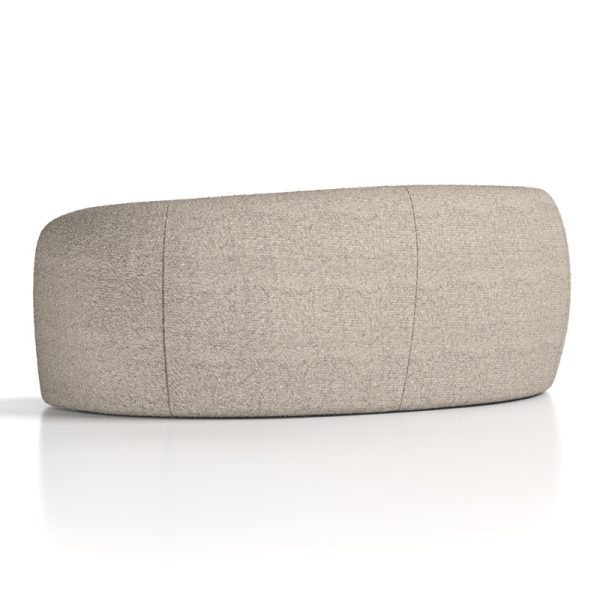 curved reception sofa in cream boucle fabric back view