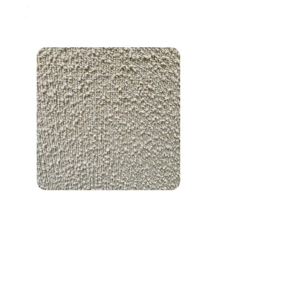 curved sofa in cream boucle fabric swatch