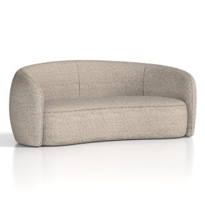 curved sofa in cream boucle fabric