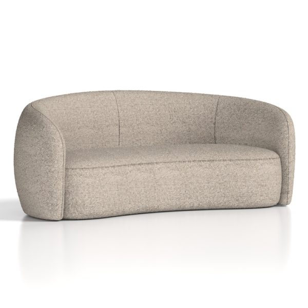 curved sofa in cream boucle fabric