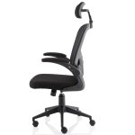 executive mesh chair with folding arms side view