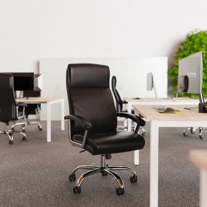 executive office chair black leather by office desk