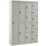 express lockers with different doors in a row in grey
