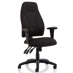 high back task operator chair in black fabric
