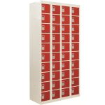 personal effect lock pigeon holes with 40 compartments and red doors