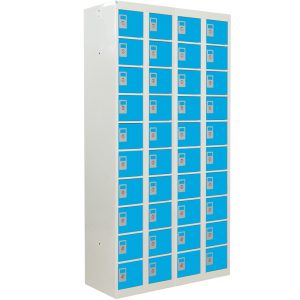 personal effects locker pigeon holes with 40 compartments and light blue doors