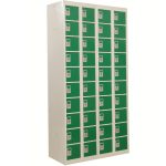 personal effects pigeon holes with 40 compartments with green doors