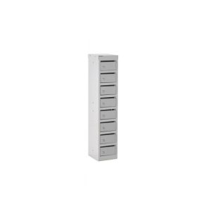 post locker with 8 boxes with grey carcass and grey doors