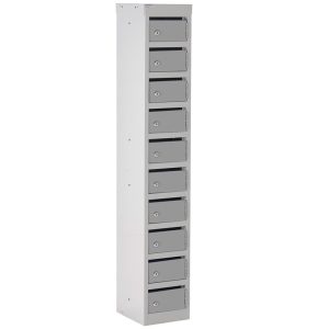 post lockers in grey finish with 10 compartments