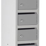 post lockers in grey finish close up