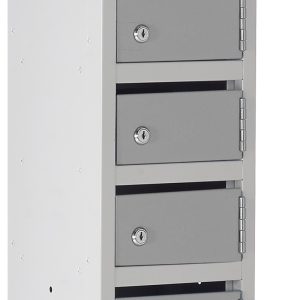 post lockers in grey finish close up
