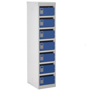 post locker pigeon holes with 7 compartments in blue and grey finish