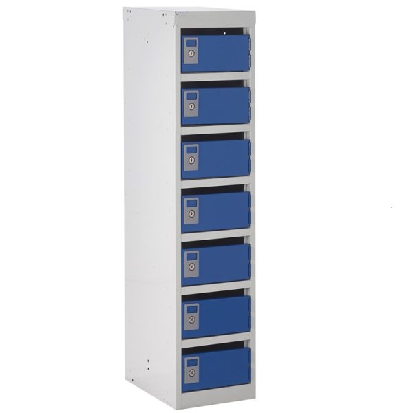 post locker pigeon holes with 7 compartments in blue and grey finish