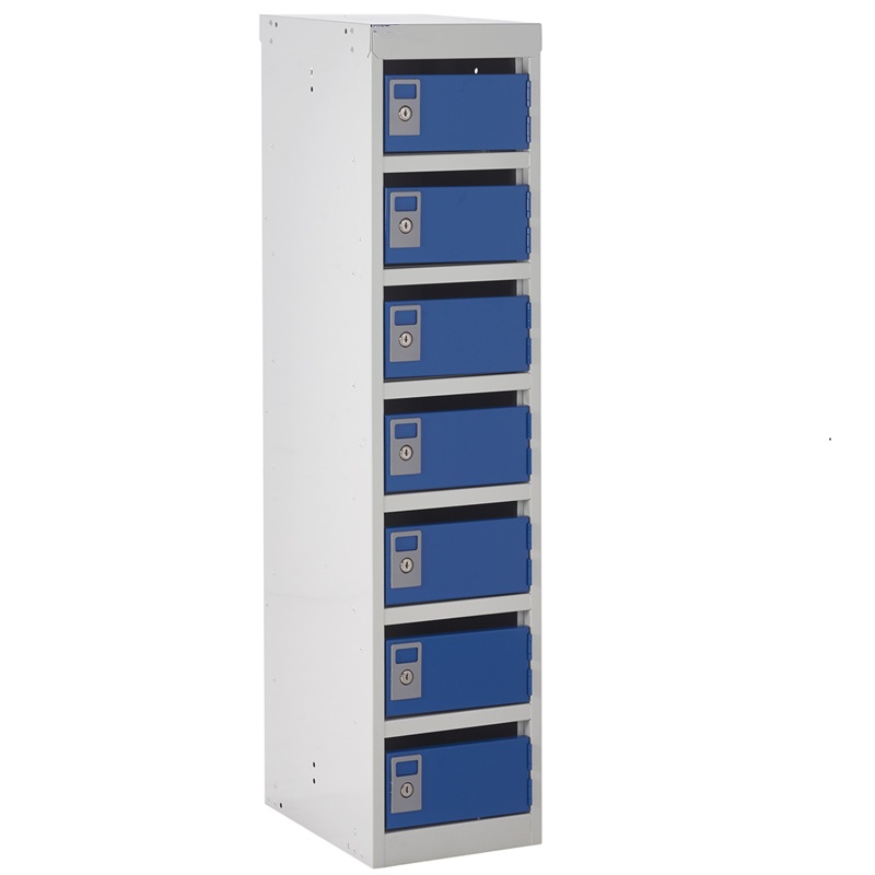 post locker pigeon holes with 7 compartments in blue and grey finish