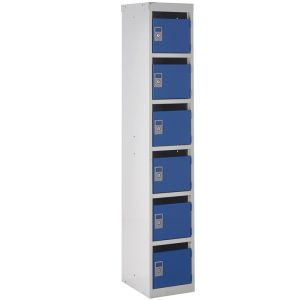 post lockers pigeon holes with 6 compartments and blue doors