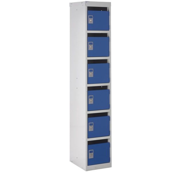 post lockers pigeon holes with 6 compartments and blue doors