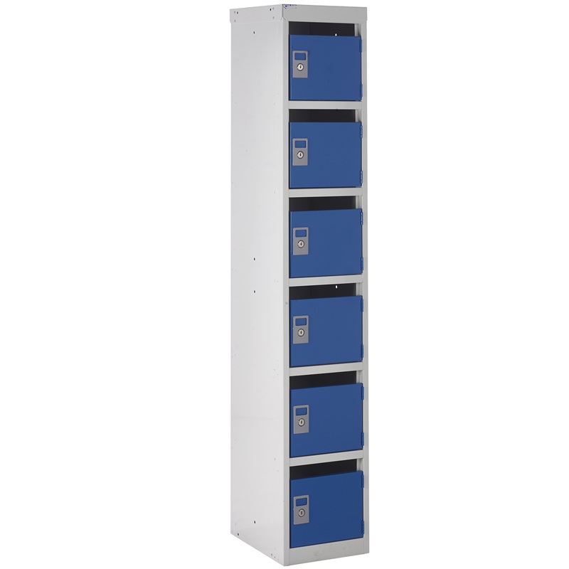 post lockers pigeon holes with 6 compartments and blue doors