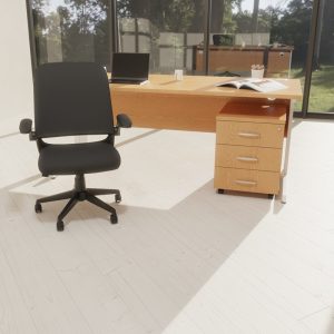 task operator mesh back chair in office looking out of window to garden