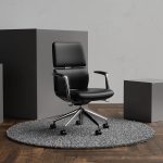 executive office chair in black leather with aluminium base