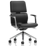 executive office chair in black leather and aluminium base
