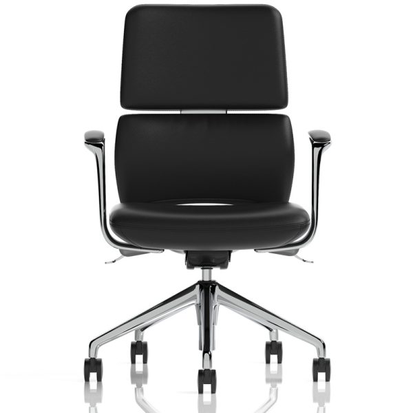 executive office chair black leather front view