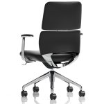 executive office chair black leather back view
