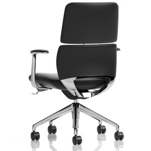 executive office chair black leather back view