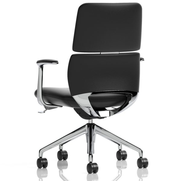 executive office chair black leather back view