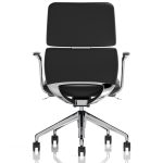 executive office chair black leather back view