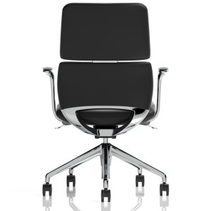 executive office chair black leather back view