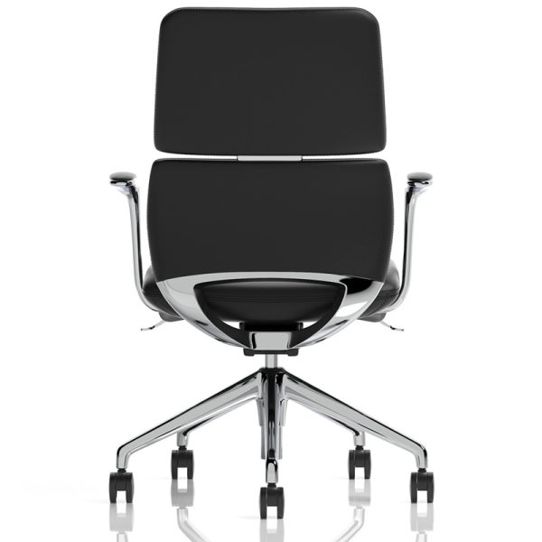 executive office chair black leather back view