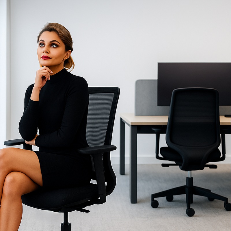 office task chair with lady sat on chair in office