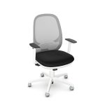 mesh back operators chair white with black fabric seat