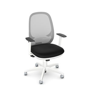 mesh back operators chair white with black fabric seat