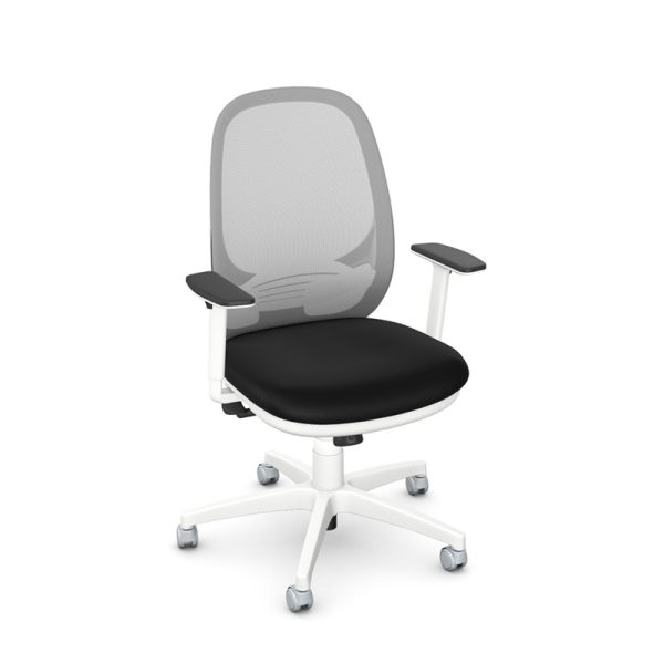 mesh back operators chair white with black fabric seat