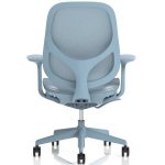 mesh office chair in blue back view