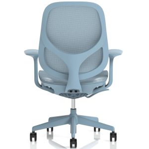 mesh office chair in blue back view