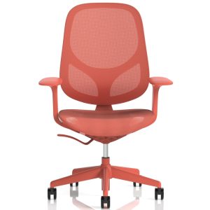 mesh office chair coral front view