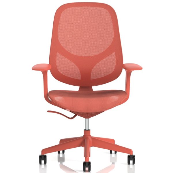 mesh office chair coral front view