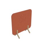 acoustic office screen in terracotta fabric with wooden feet