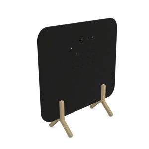 acoustic screen for an office in back fabric with wooden feet