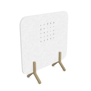 acoustic screen in arctic white fabric with wooden feet