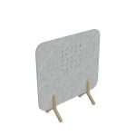 acoustic office screen in grey fabric and wooden feet